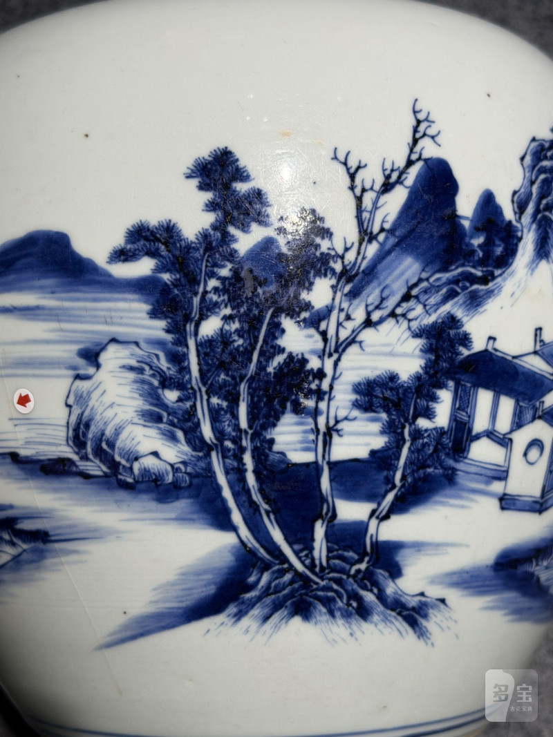 清康熙青花山水人物纹罐-多宝古瓷宝典